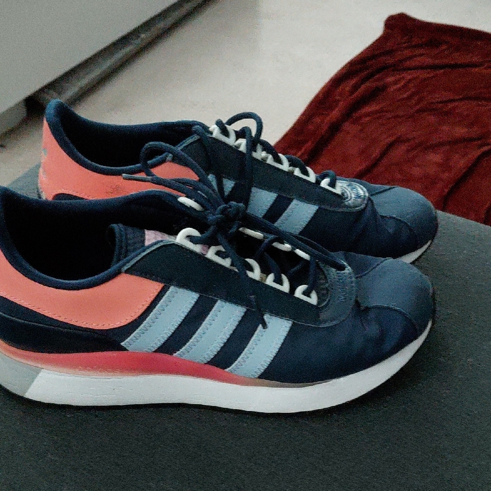 Adidas Women's Blue and Coral Sneakers